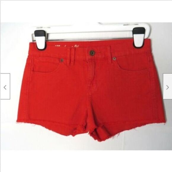 Madewell Denim Shorts Women's Size 26 Raw Hem 5 Pocket Stretch Red - Picture 1 of 6